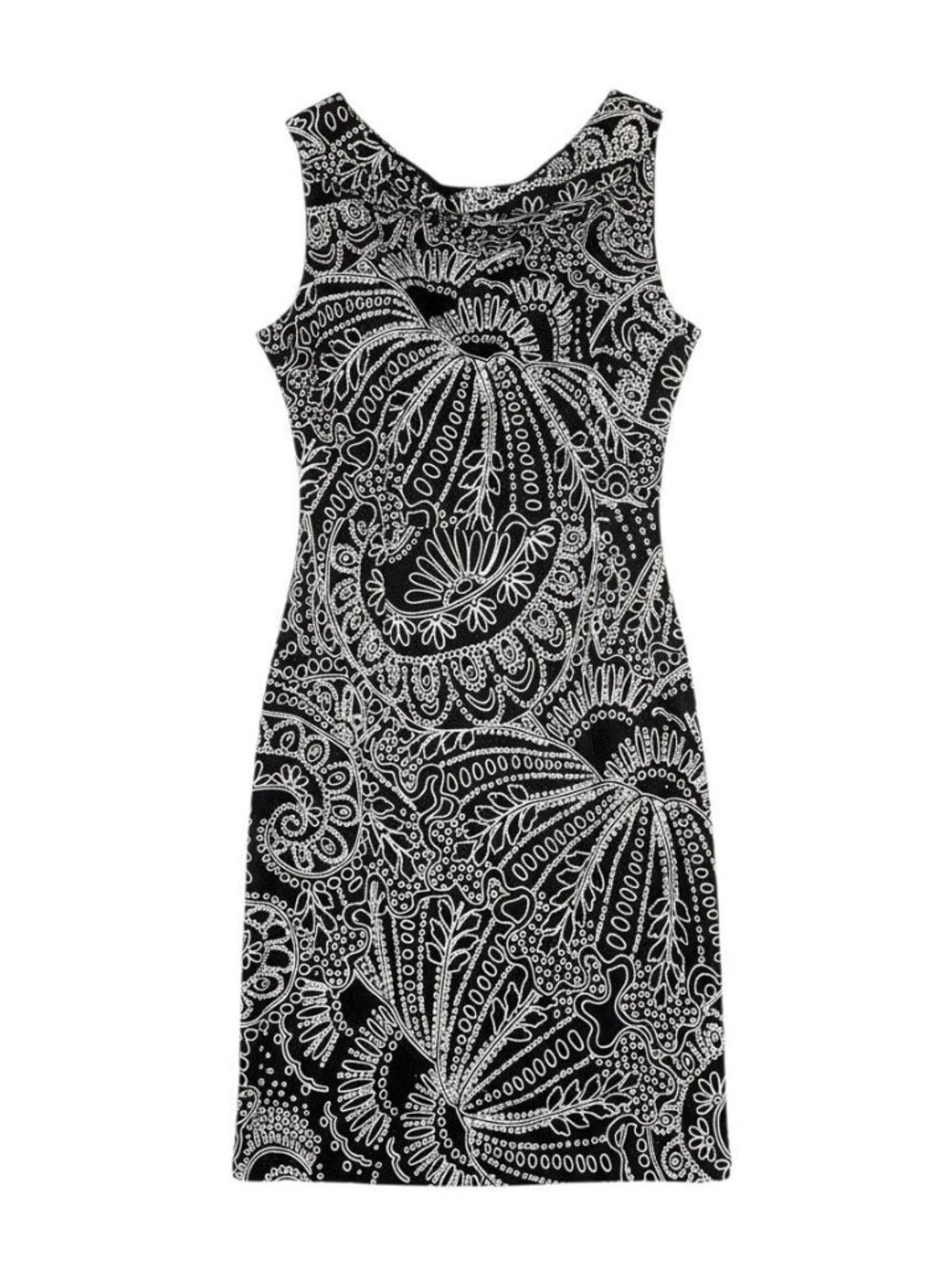 Chetta B Sunhee Black & White Sleeveless Paisley Print Dress Size 4